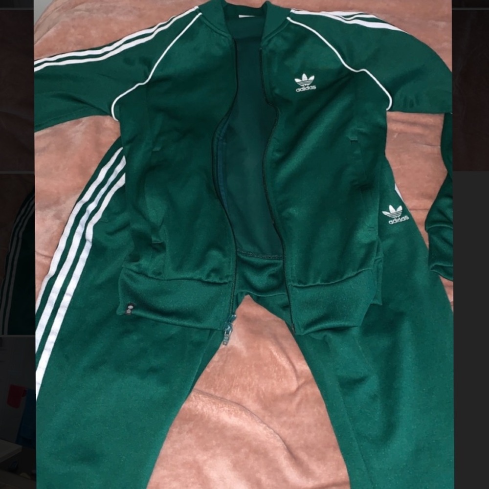 Forest Green Adidas tracksuit set Unisex